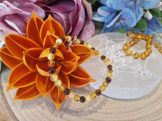 Bracciale ambra naturale 6 mm multicolore