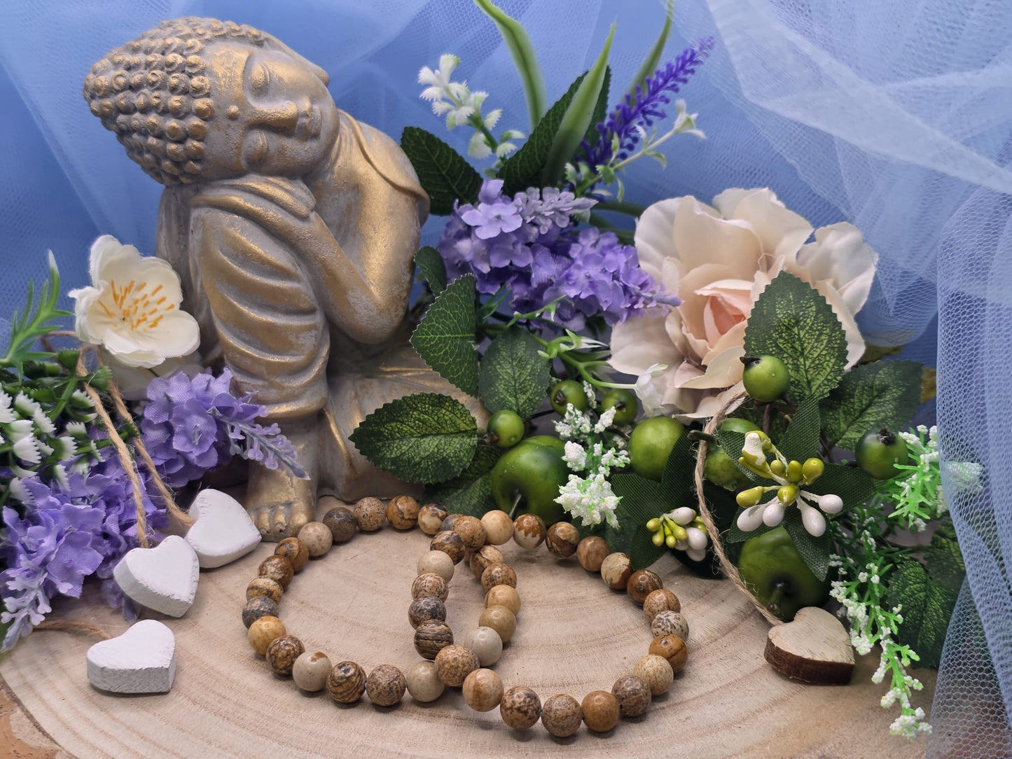 Bracciale 8 mm pietra paesina pietra naturale