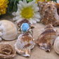 Anello Larimar grande pietra naturale su argento