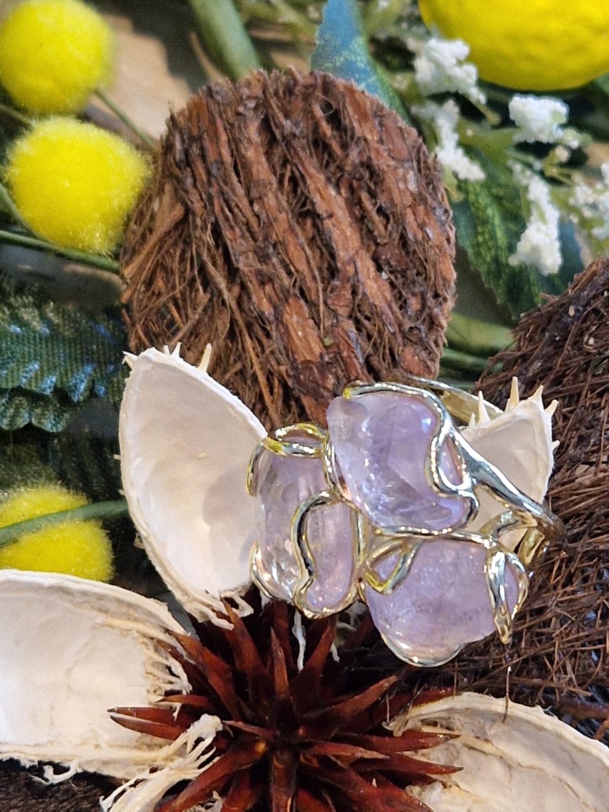 Anello ametista lavanda pietra naturale