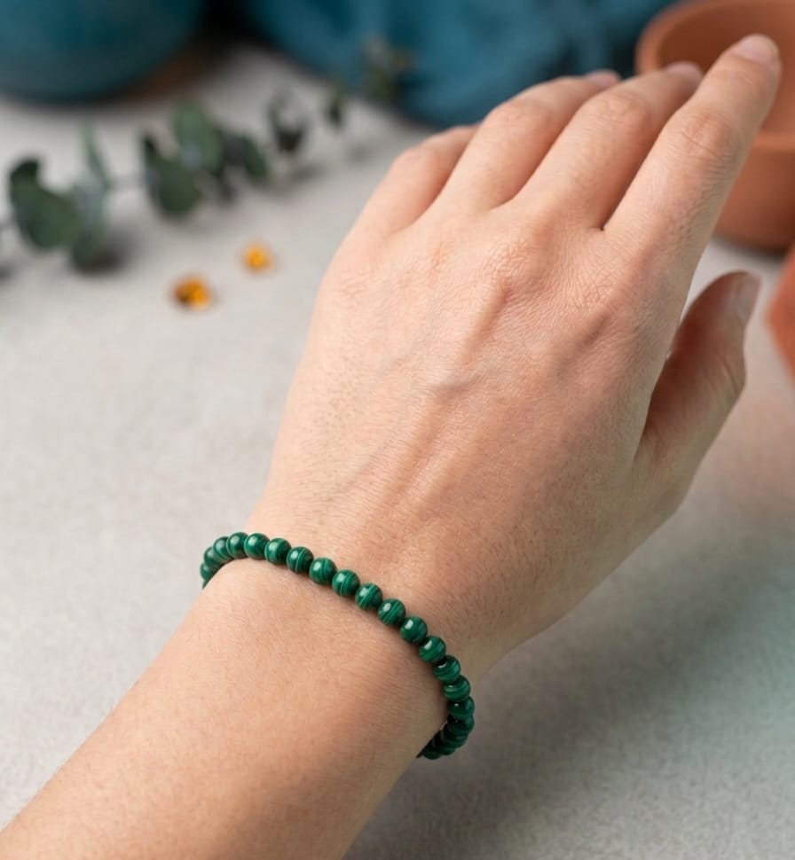 Bracciale 4mm Malachite naturale