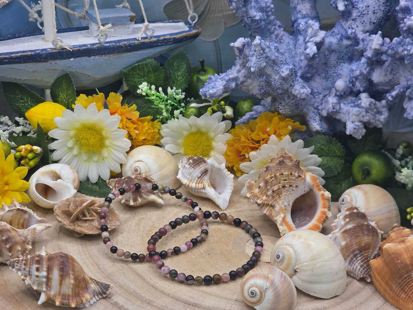 Bracciale 4mm in varietà di Tormalina naturale
