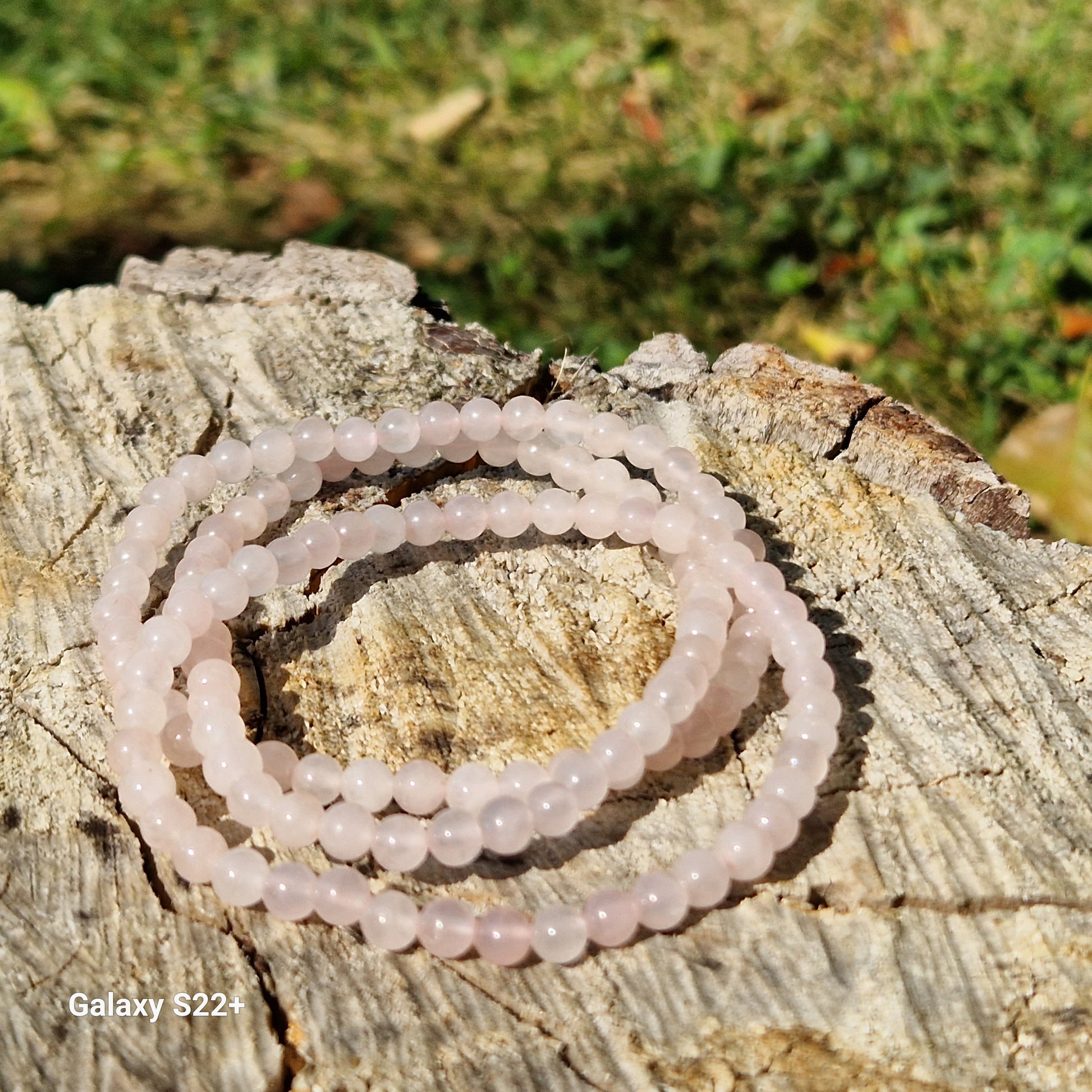 Bracciale 4mm quarzo rosa pietra naturale