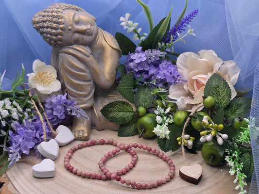 Bracciale 4mm rodonite pietra naturale