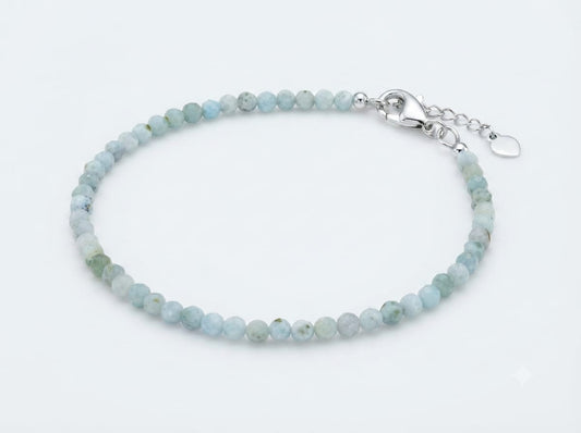 Bracciale 4mm sfaccettato in Larimar naturale e argento dettaglio
