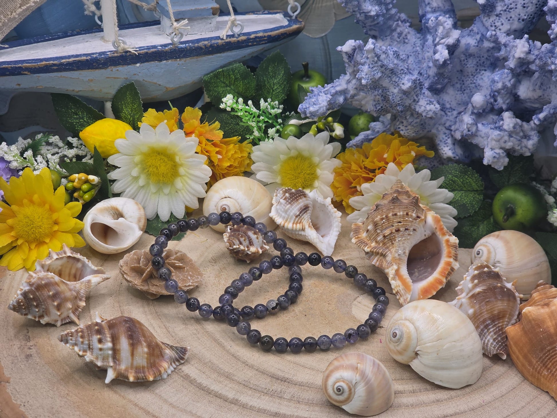 Bracciale 6mm Iolite naturale