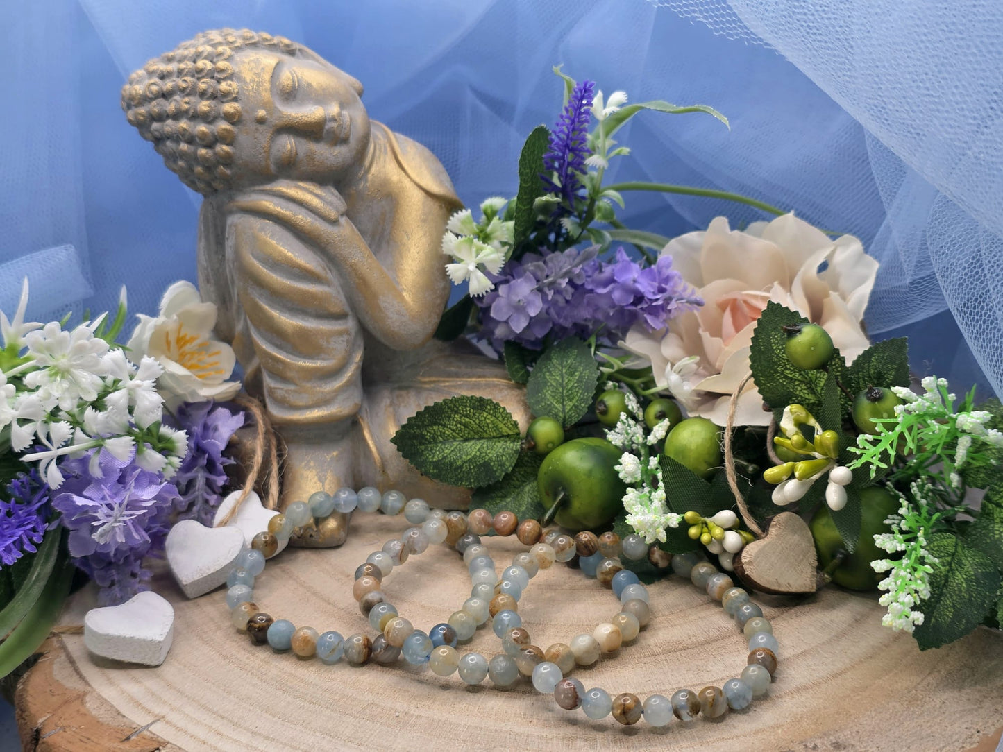 Bracciale 6mm Onice blu naturale 