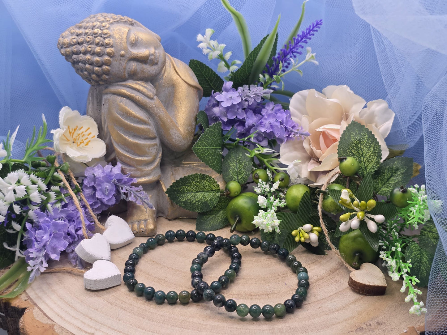 Bracciale 6mm agata muschiata pietra naturale