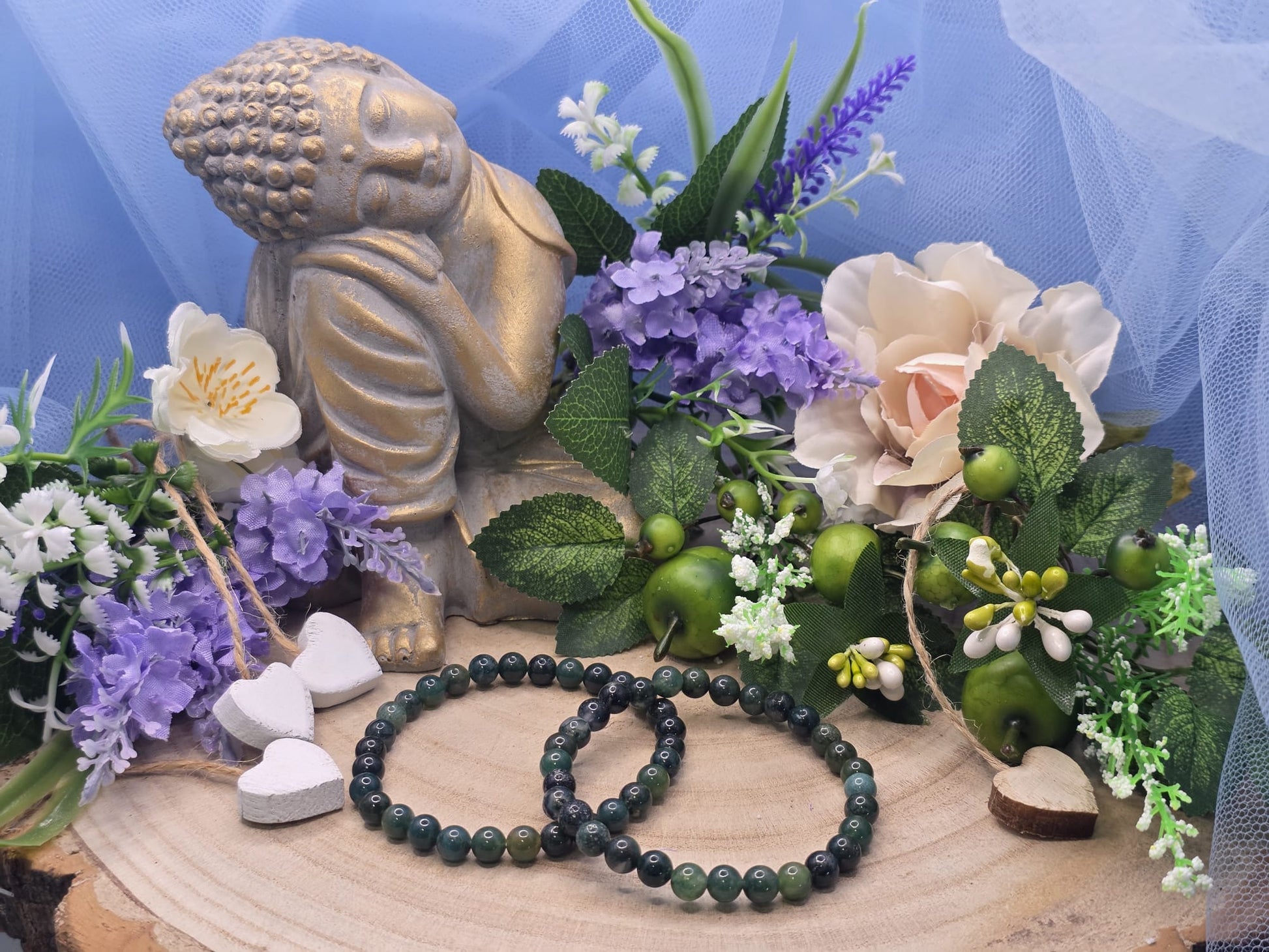 Bracciale 6mm agata muschiata pietra naturale