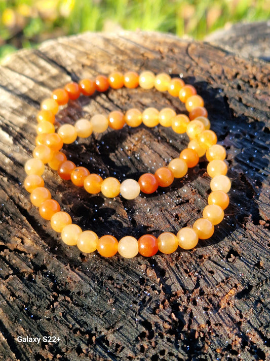 Bracciale 6mm  avventurina arancio pietra naturale