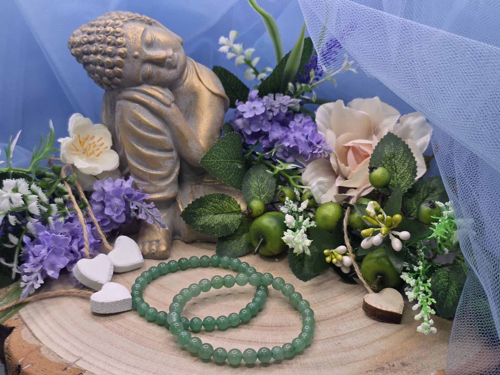 Bracciale 6mm avventurina verde pietra naturale
