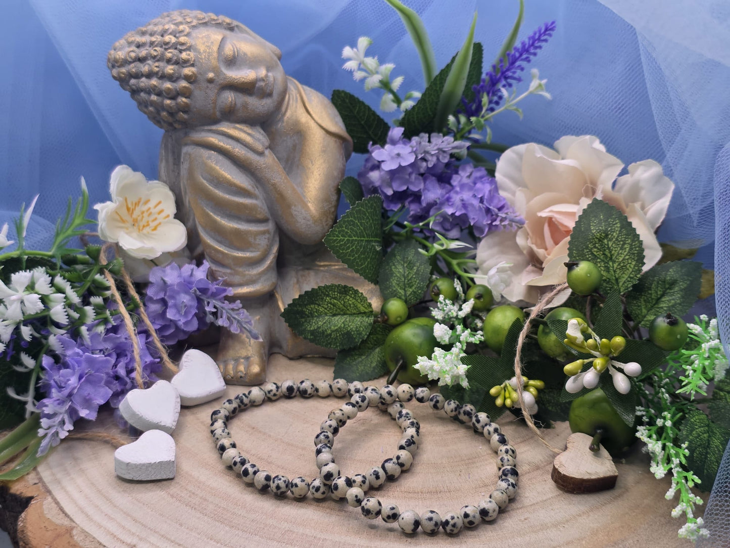 Bracciale 6mm diaspro dalmata pietra naturale