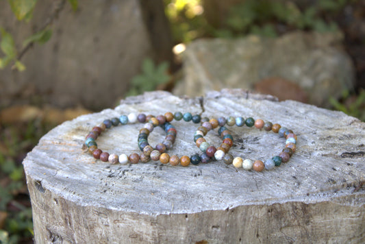 Bracciale 6mm diaspro oceano pietra naturale