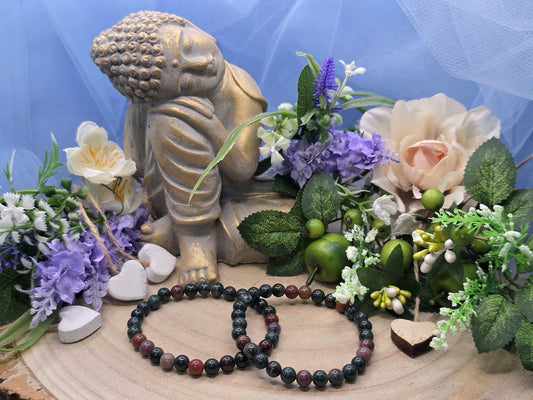 Bracciale 6mm eliotropio pietra naturale