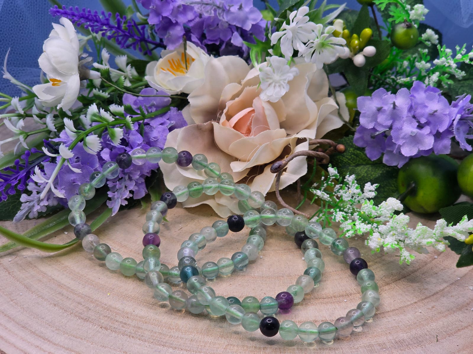 Bracciale 6mm fluorite pietra naturale