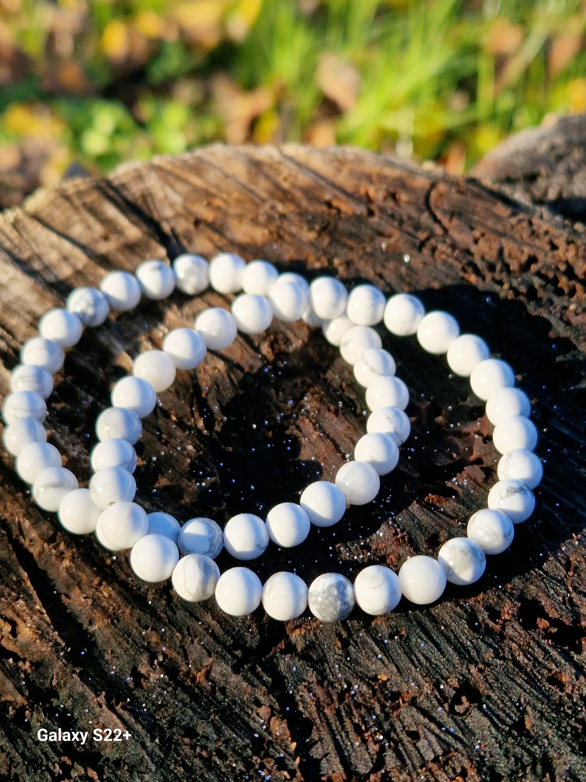 Bracciale 6mm magnesite pietra naturale