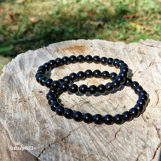 Bracciale 6mm ossidiana nera pietra naturale