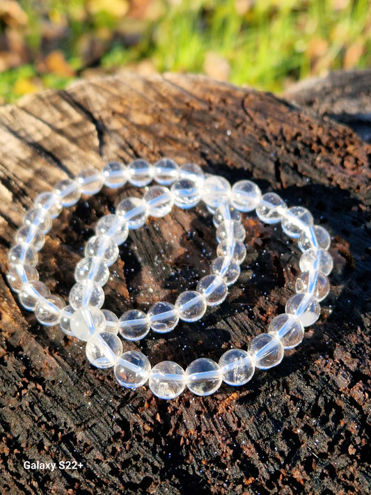 Bracciale 6mm quarzo ialino pietra naturale