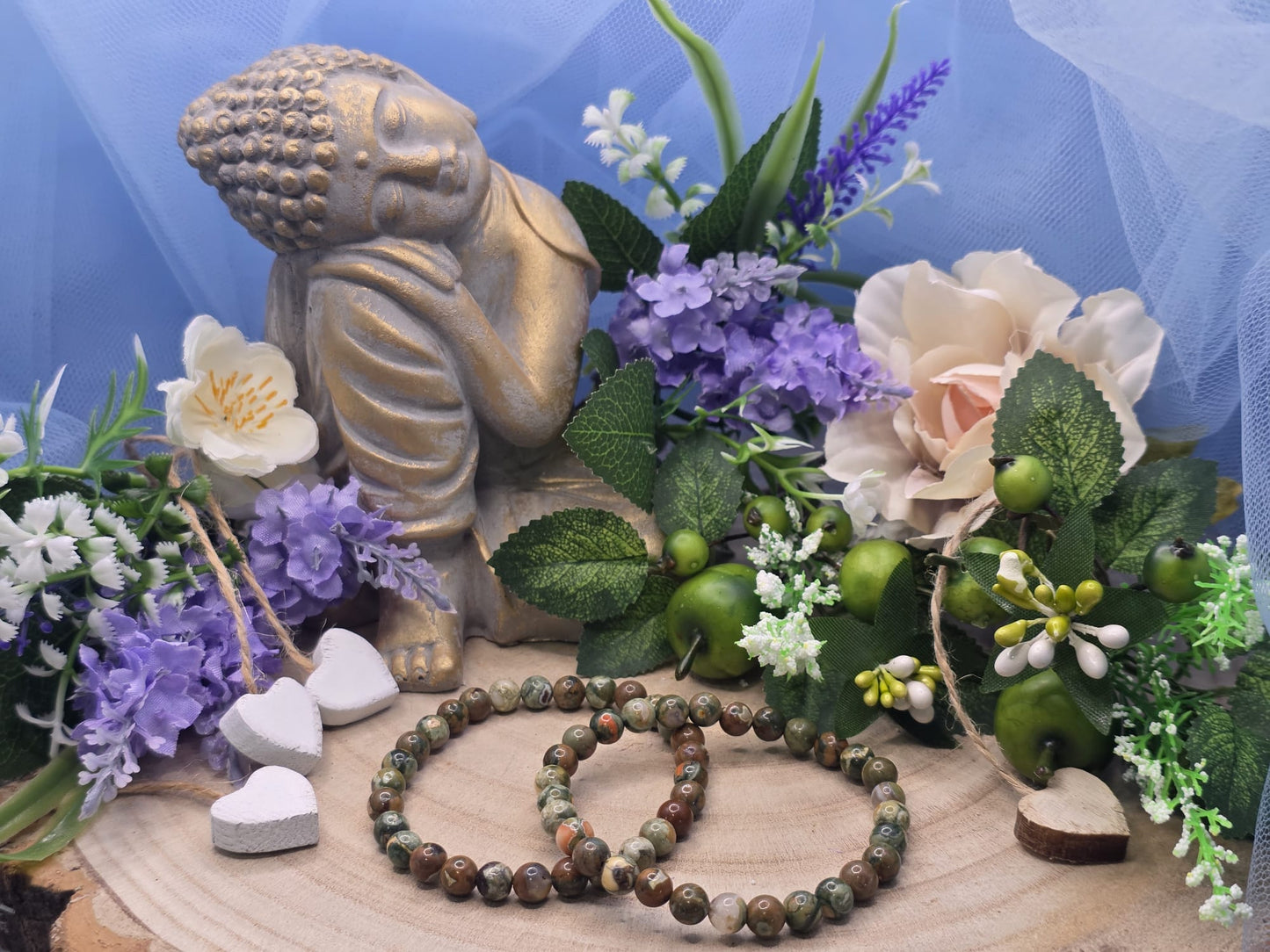 Bracciale 6mm riolite pietra naturale