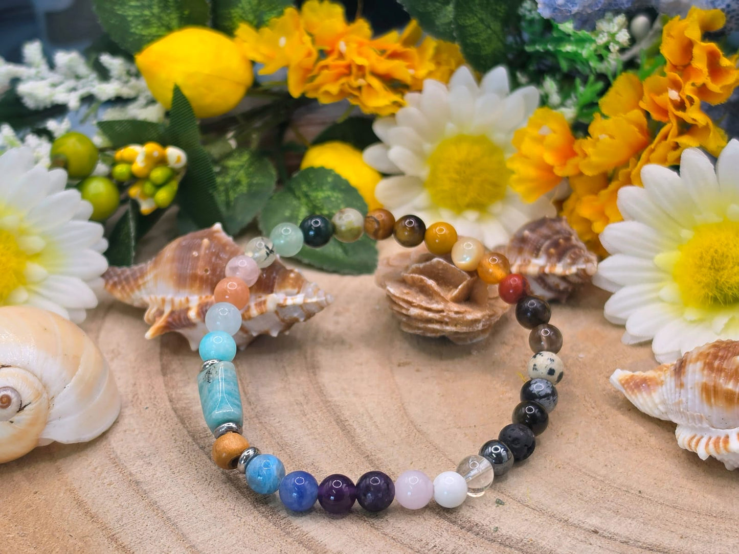 Bracciale 7 Chakra e Amazzonite naturale