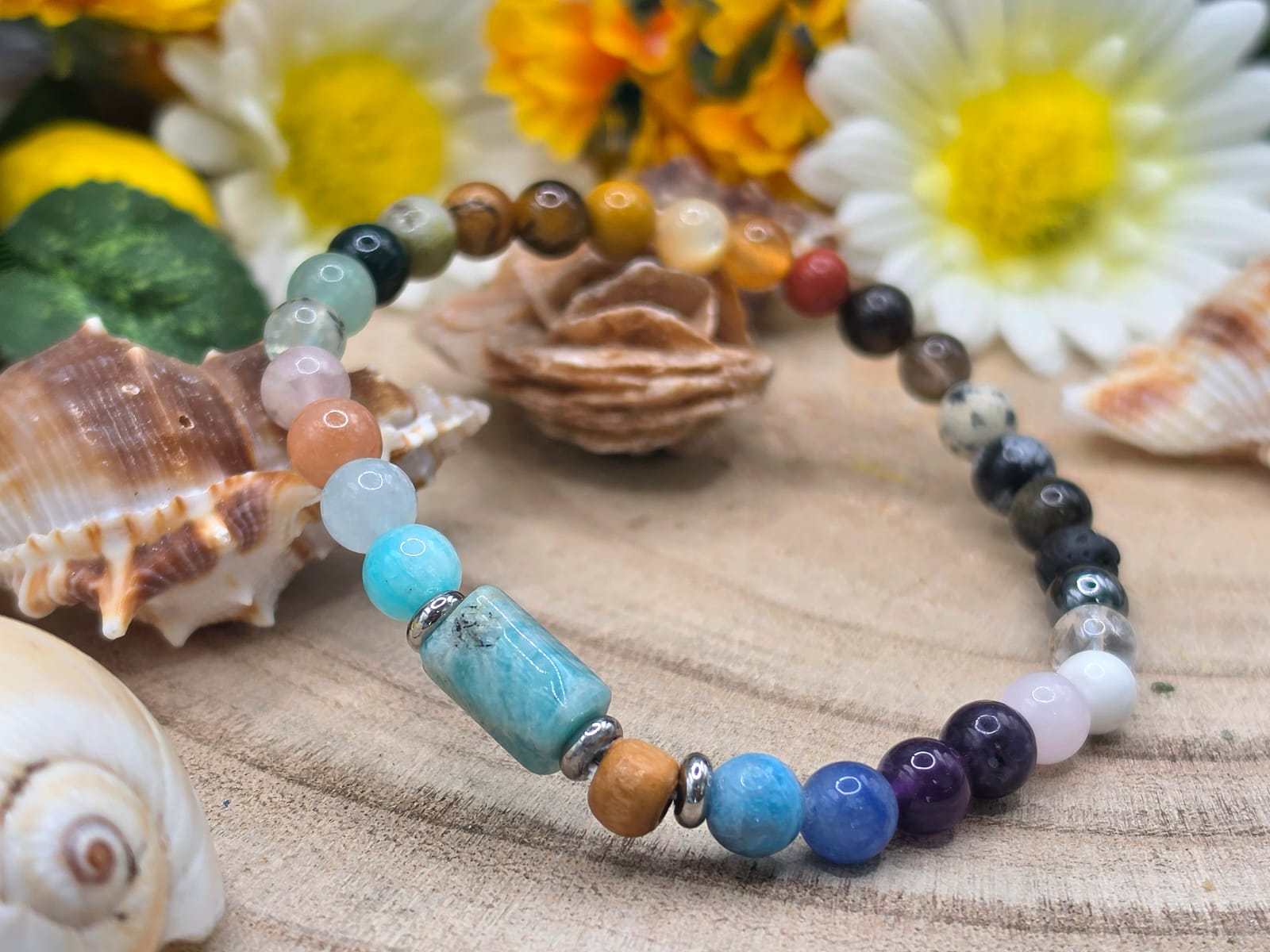 Bracciale 7 Chakra e Amazzonite naturale