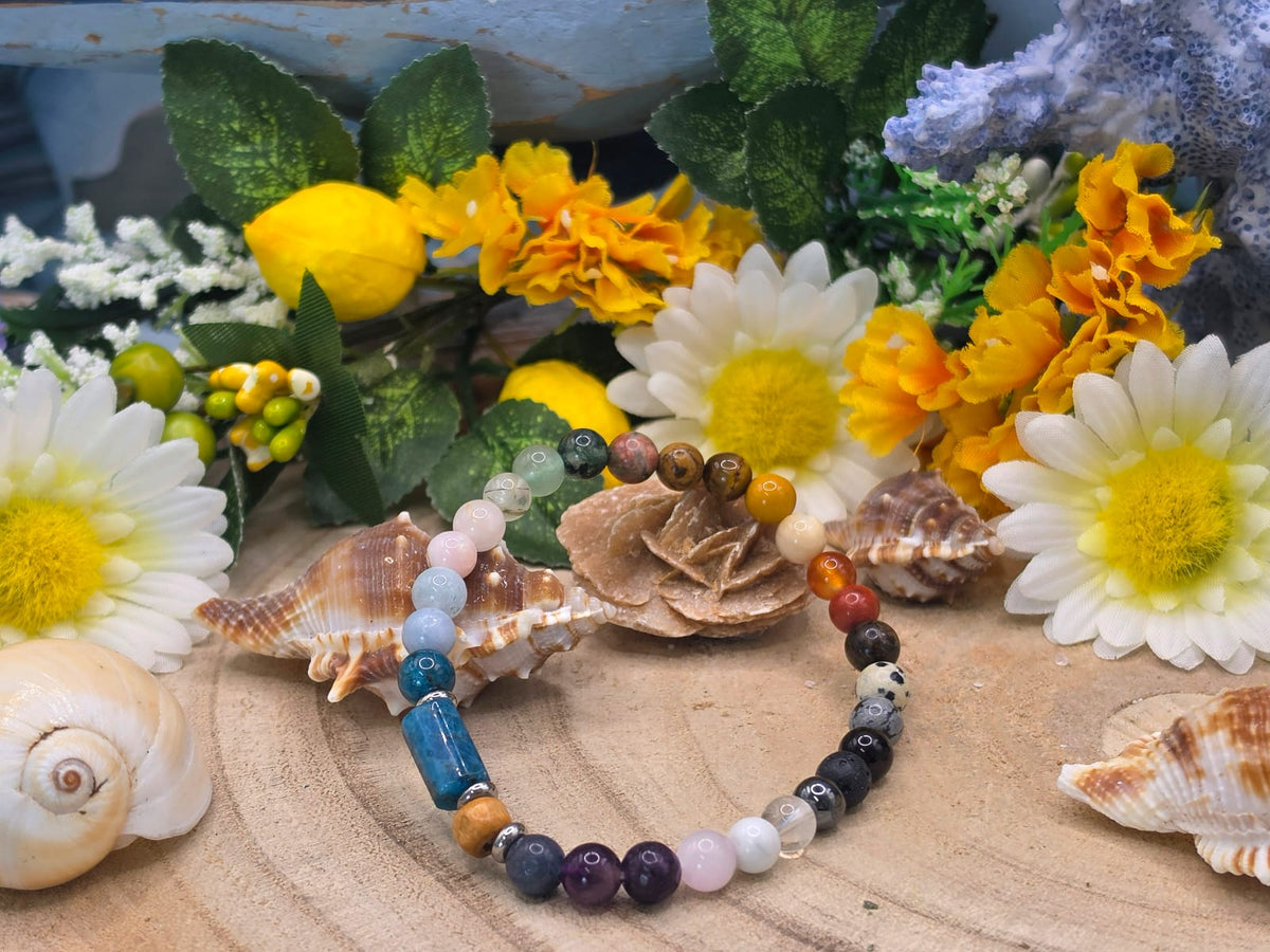 Bracciale 7 Chakra e Apatite blu naturale