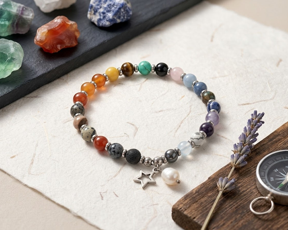 Bracciale 7 Chakra e Perla naturale