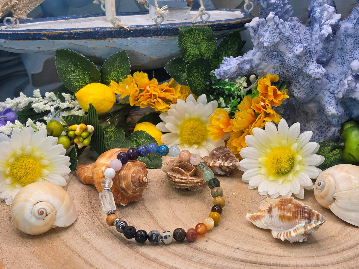 Bracciale 7 Chakra e Quarzo ialino naturale