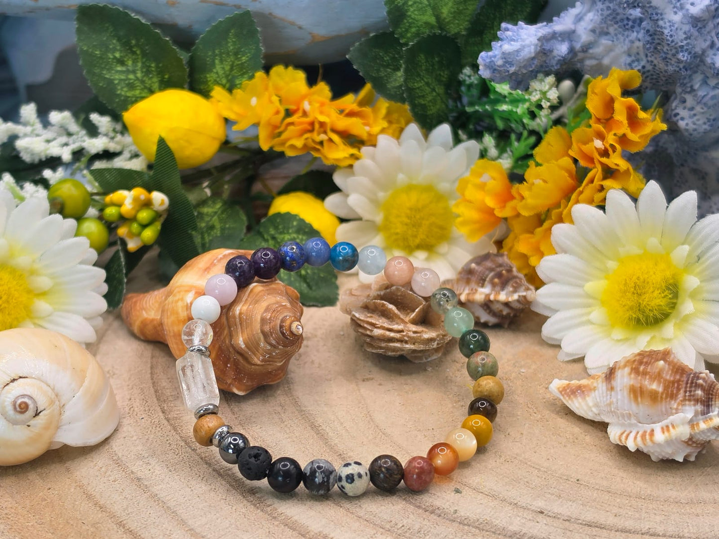 Bracciale 7 Chakra e Quarzo ialino naturale