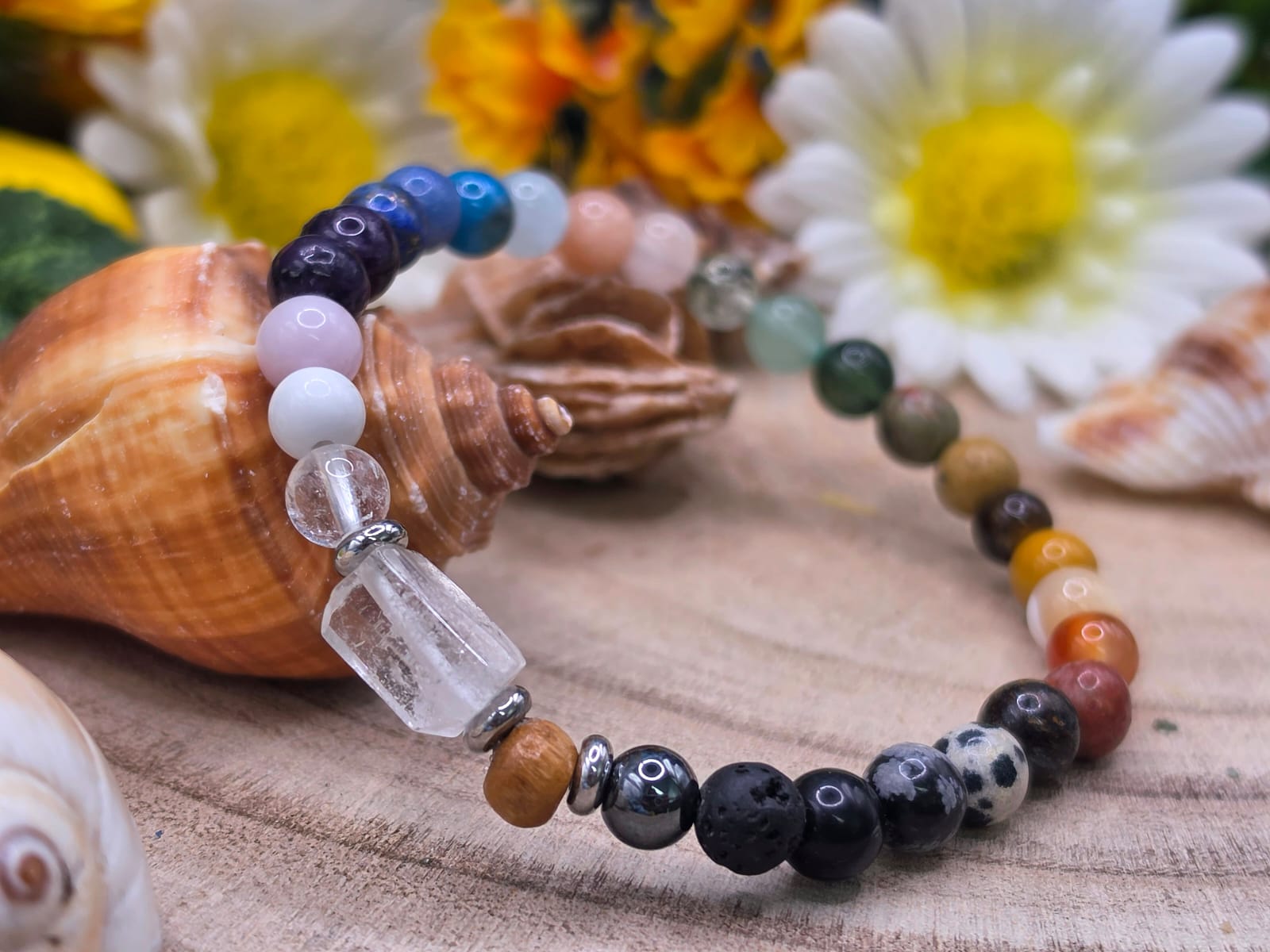 Bracciale 7 Chakra e Quarzo ialino naturale