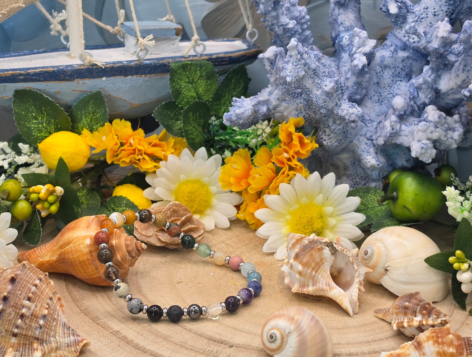Bracciale 7 Chakra e acciaio