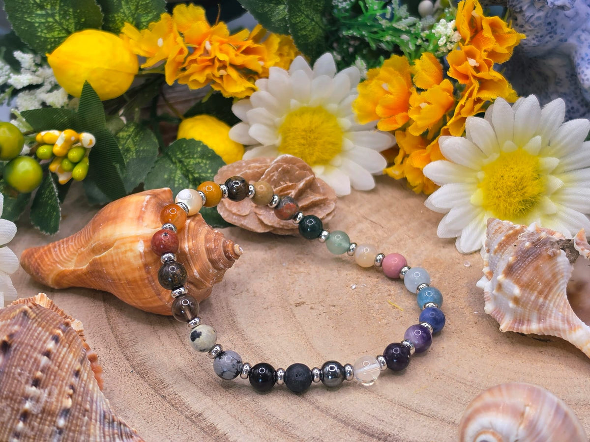 Bracciale 7 Chakra e acciaio