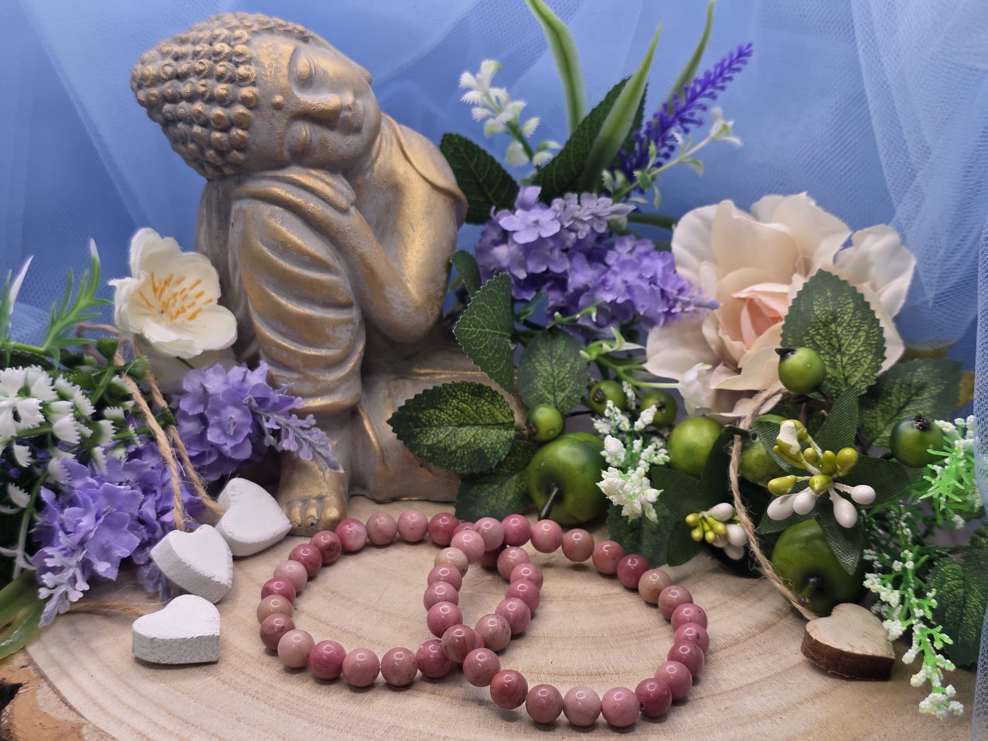 Bracciale 8 mm rodonite pietra naturale