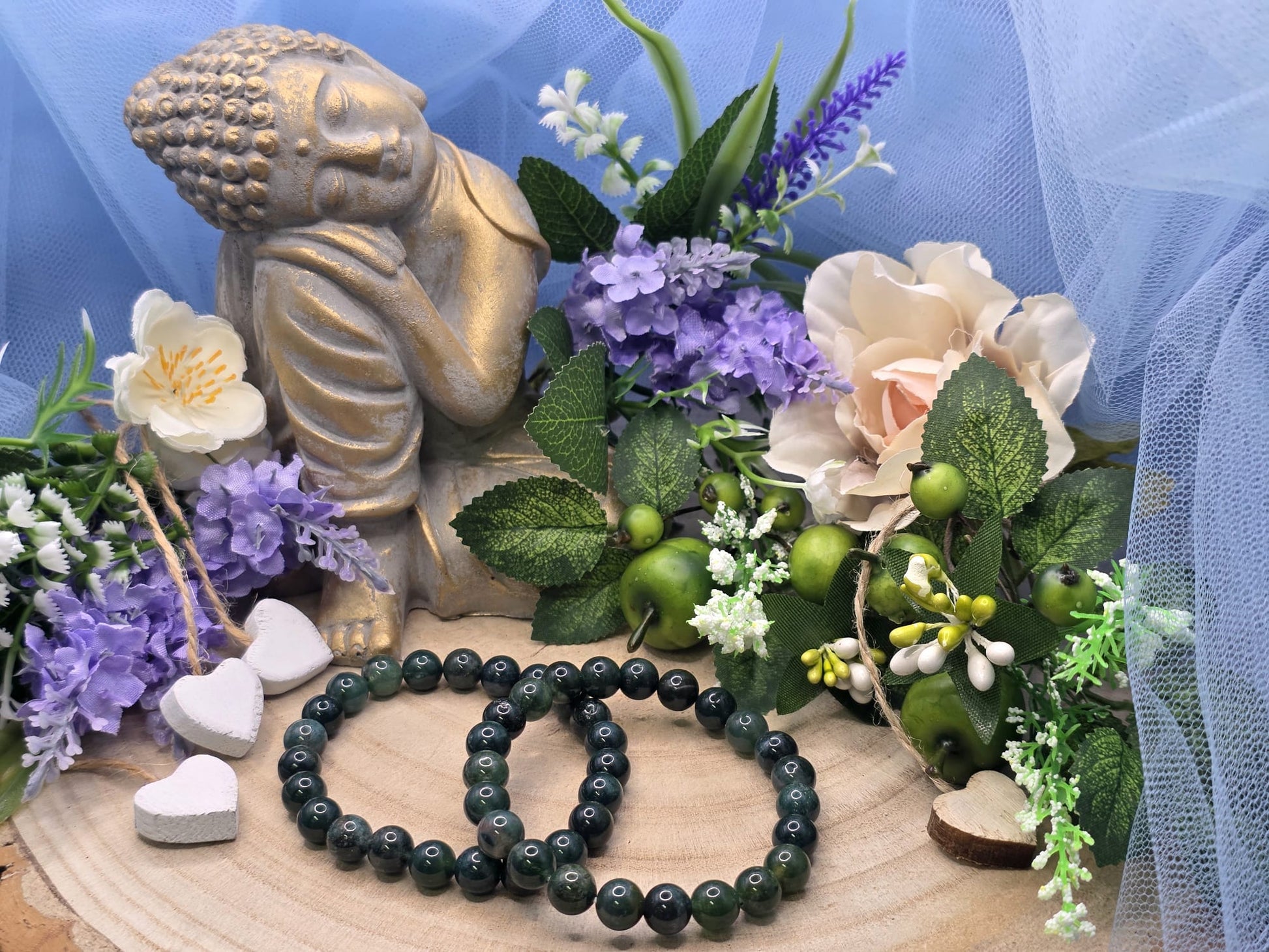 Bracciale 8mm agata muschiata pietra naturale