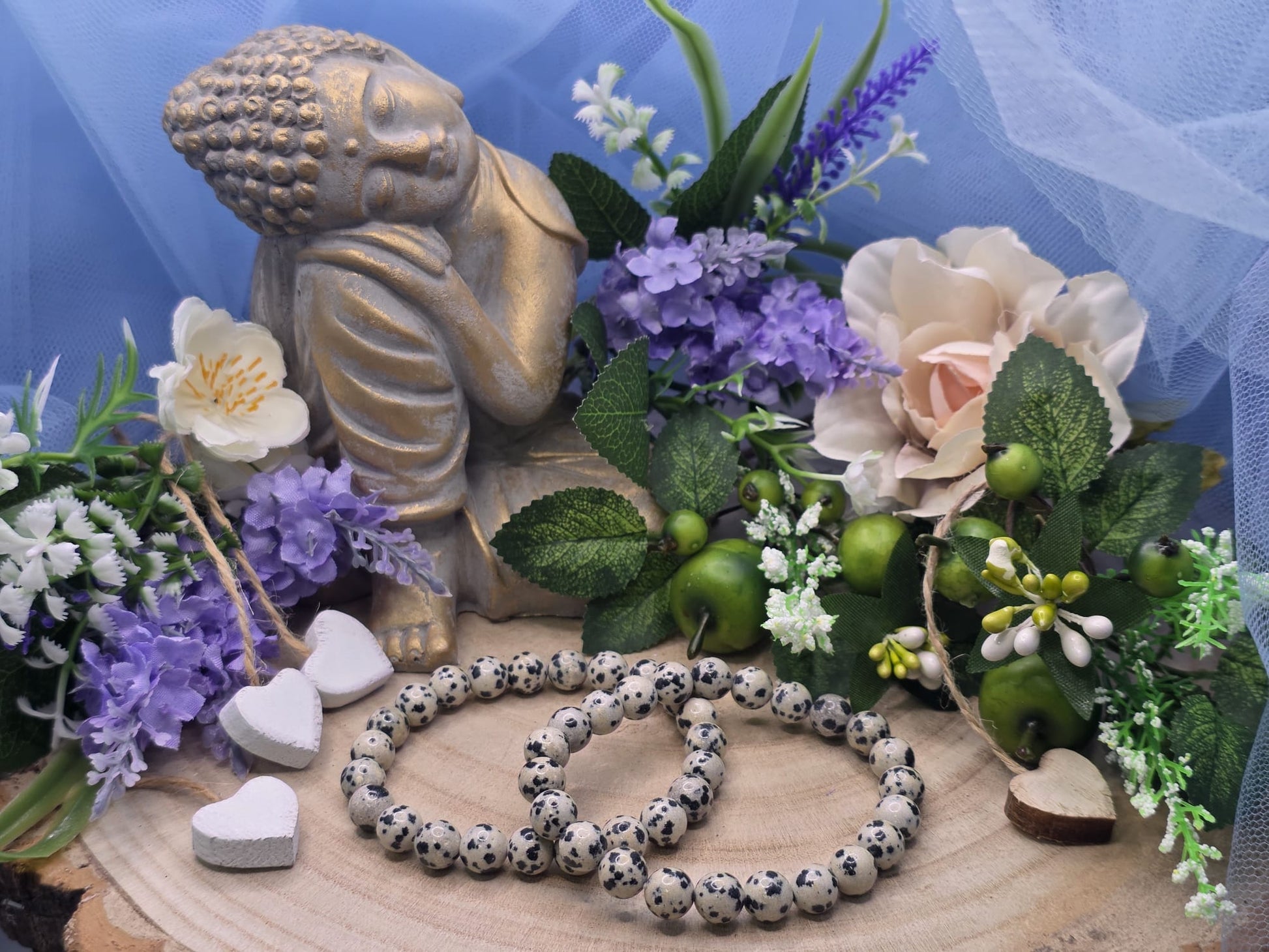 Bracciale 8mm diaspro dalmata pietra naturale