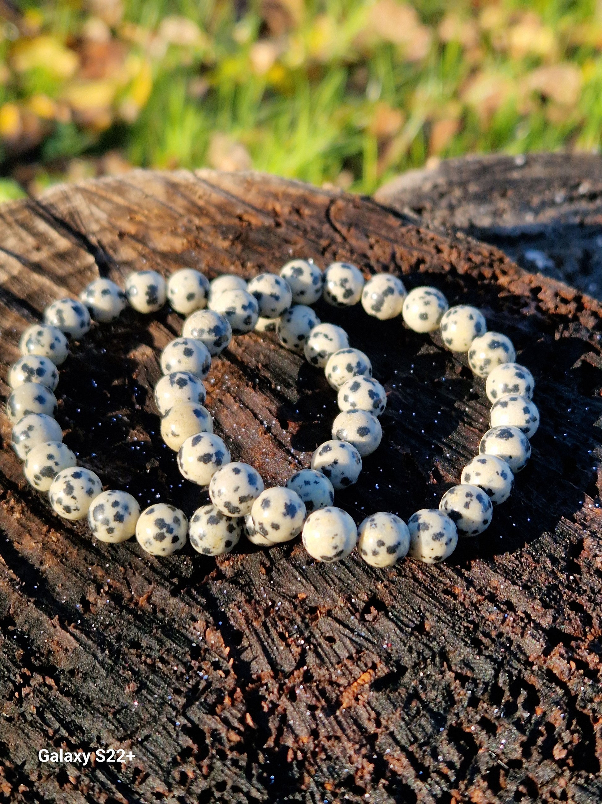 Bracciale 8mm diaspro dalmata pietra naturale