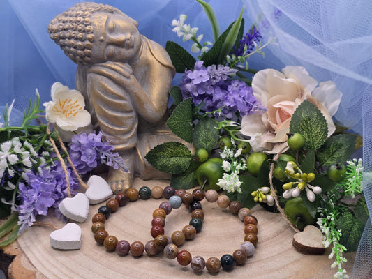 Bracciale 8mm diaspro oceano pietra naturale