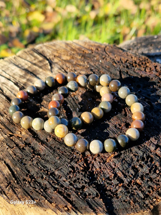 Bracciale 8mm diaspro oceano pietra naturale