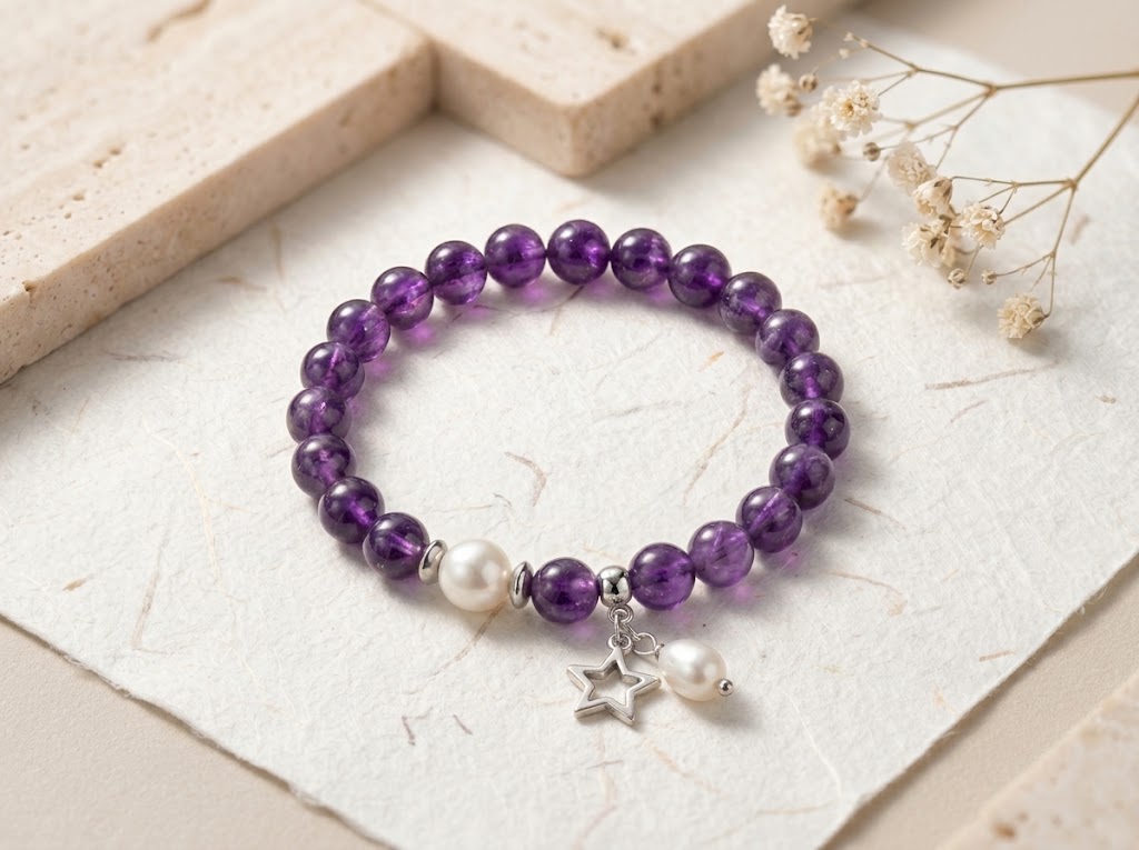 Bracciale Ametista e Perla naturale