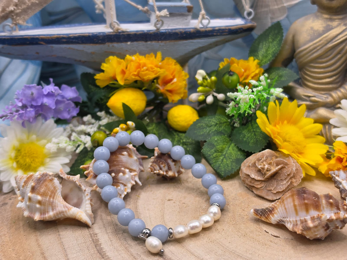Bracciale Angelite e Perla naturale