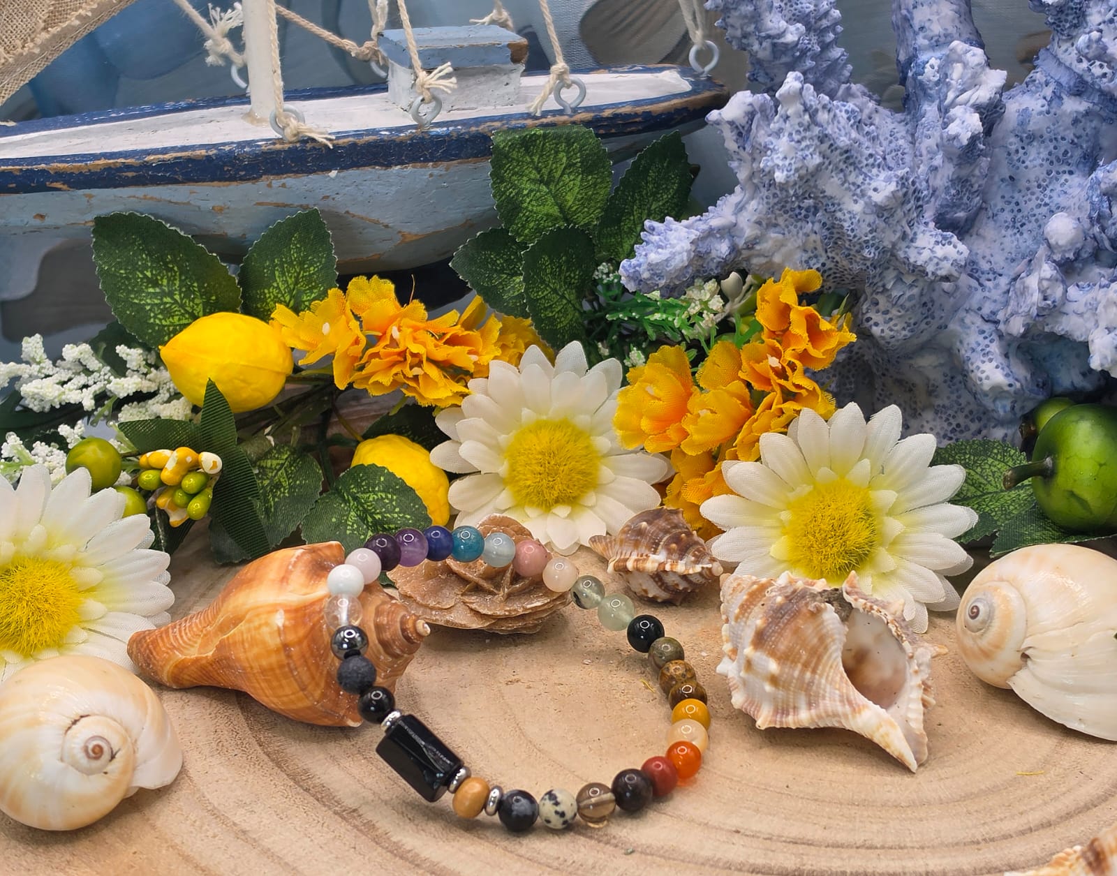 Bracciale  Chakra e tormalina nera naturale
