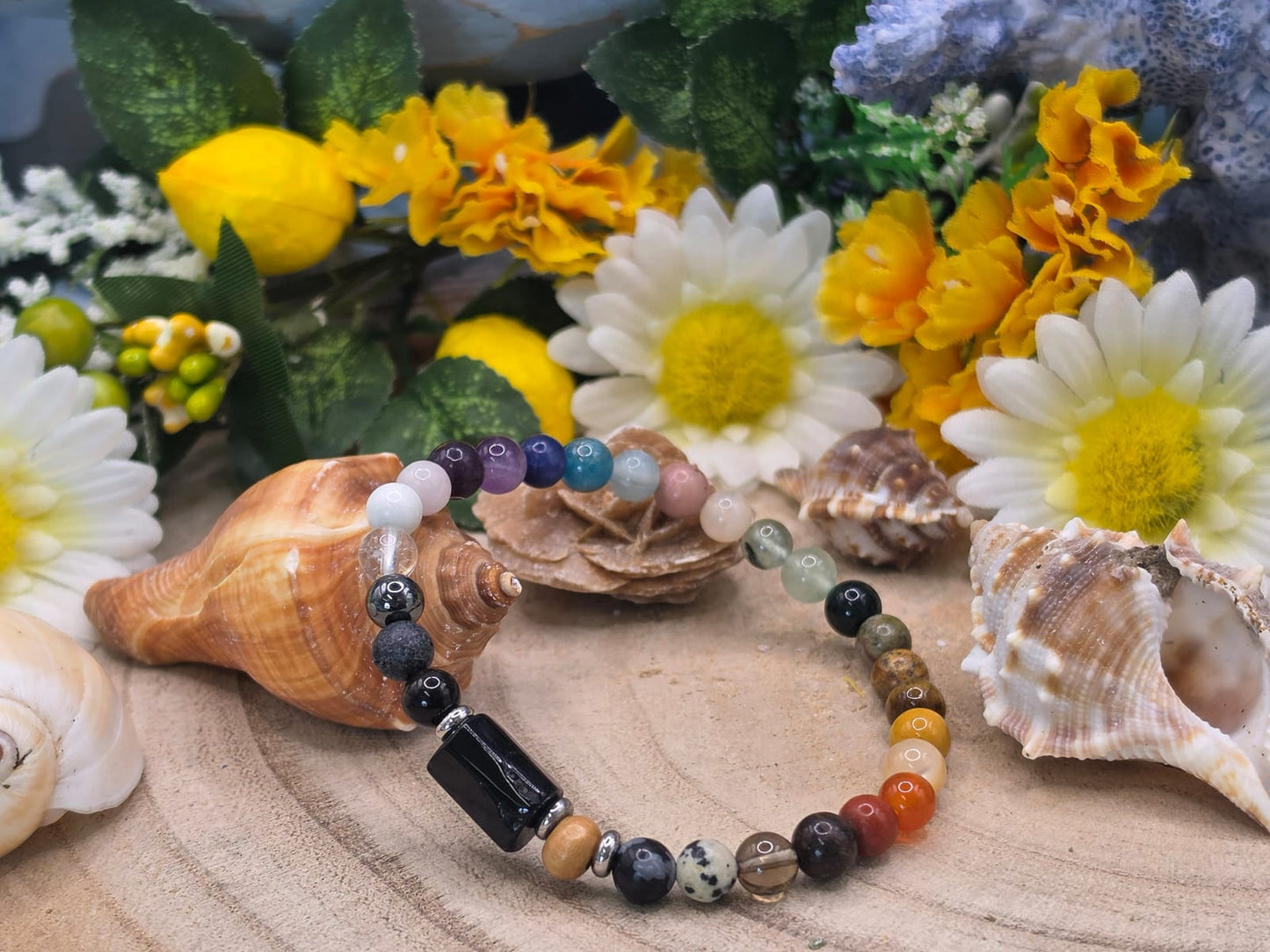 Bracciale  Chakra e tormalina nera naturale