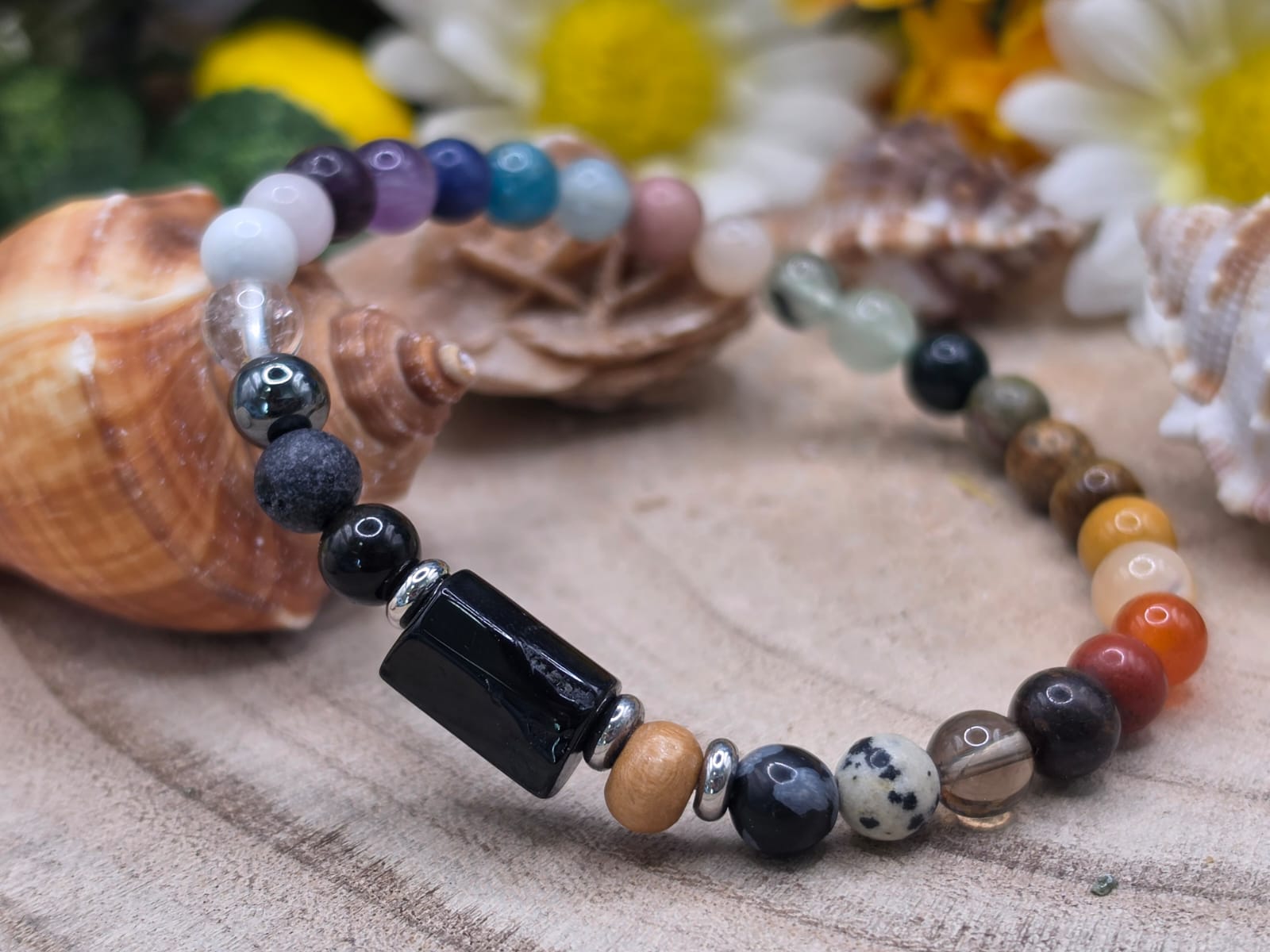 Bracciale  Chakra e tormalina nera naturale