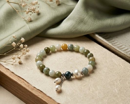 Bracciale Giada e Perla naturali