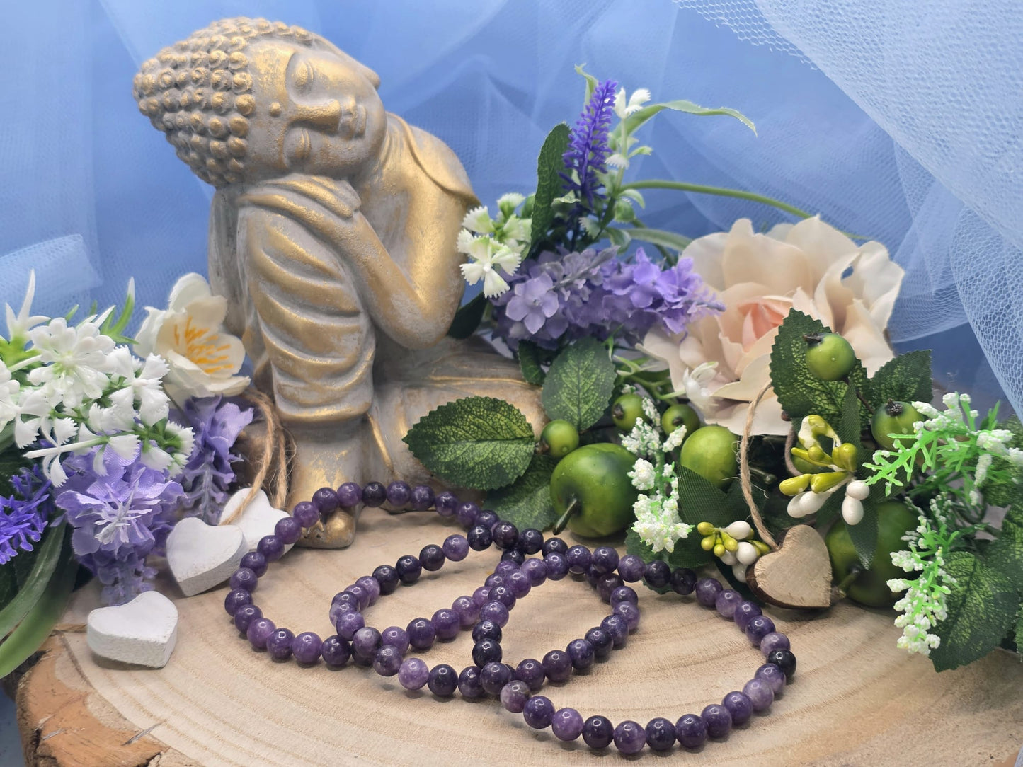 Bracciale 6mm lepidolite naturale