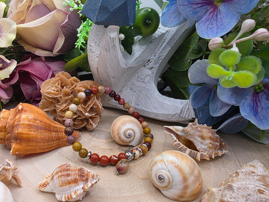 Bracciale Mookaite e Diaspro Rosso naturali