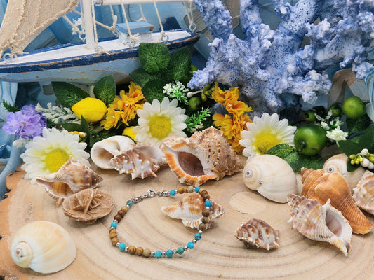 Bracciale Turchese e Pietra paesina naturale