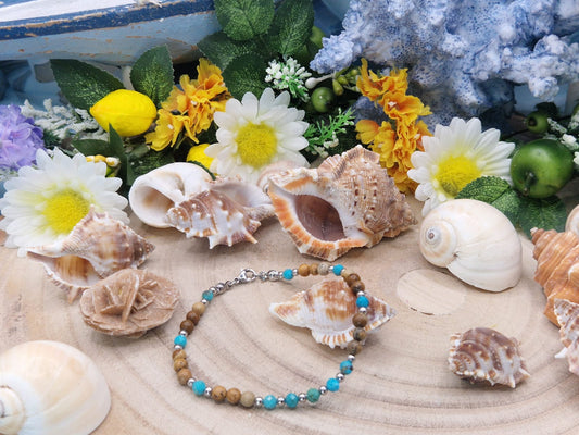 Bracciale Turchese e Pietra paesina naturale