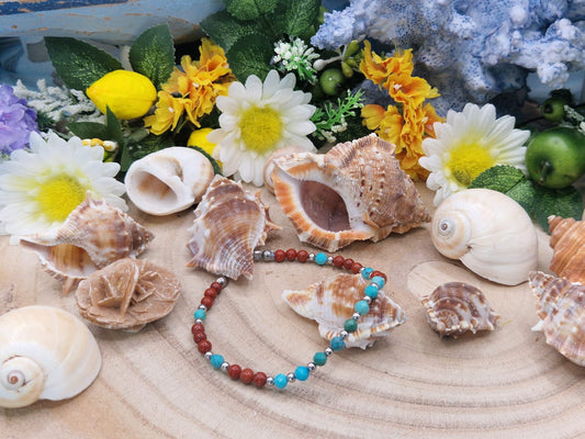 Bracciale Turchese e diaspro rosso naturali