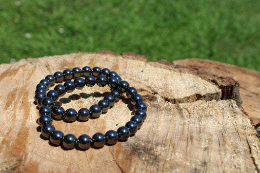 Bracciale 8 mm ematite pietra naturale protettiva